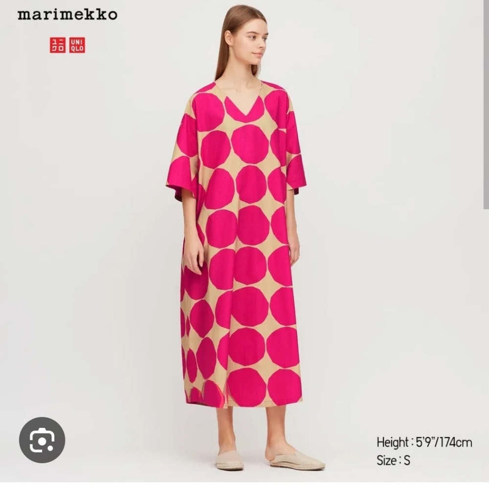 Marimekko x Uniqlo Kiva Dot Linen Kaftan Dress, limited edition